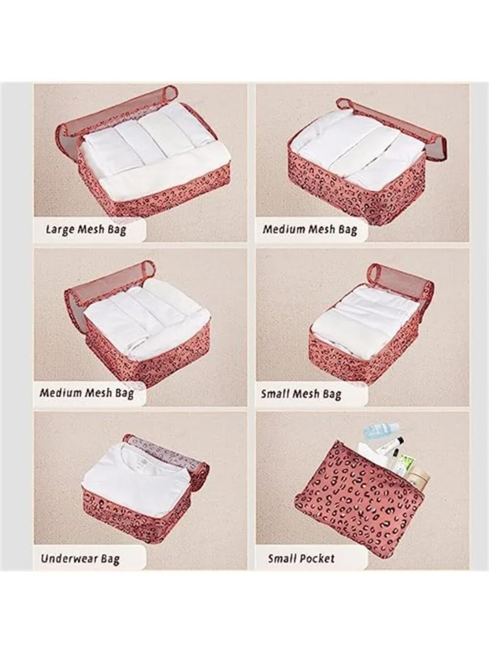 Travel Packing Cubes Set Luggage Organizer Bags Shoe Bag Mesh Storage 7 Piece